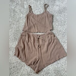 Gilly Hicks Brown Ribbed Sleepwear Set Size XS